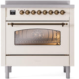 Nostalgie II 36 Inch Electric Freestanding Range in Antique White with Bronze Trim