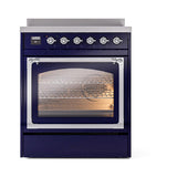 ILVE UNI304NMPMBC Nostalgie II Noblesse 30 inch Induction Range (Triple Glass Door, Midnight Blue, Chrome)