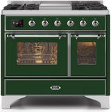 Majestic II 40 Inch Dual Fuel Liquid Propane Freestanding Range in Emerald Green with Chrome Trim