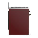 ILVE UM30QNR3BUB Majestic III 30 inch Dual Fuel Range with 5 Black Brass Burners, Dual Function Burner up to 25,000 BTU (Natural Gas, Solid Door, Burgundy, Burnished)