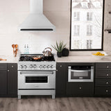 36 in. ZLINE Autograph Edition DuraSnow Stainless Steel Range Hood with Stainless Steel Shell and Colored Handle (8654SNZ-36) [Color: Champagne Bronze]