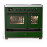 ILVE UMDIB40NR3EGB Majestic III 40 inch Induction Range with 6 Elements, 3.82 cu. ft. Total Oven Capacity (Triple Glass Door, Emerald Green, Burnished)
