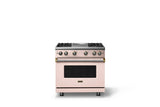 36"W. Sealed Burner Gas Range (Burner: 4g, Finish: Blush, Trim: Brushed Brass, Fuel: Natural Gas)