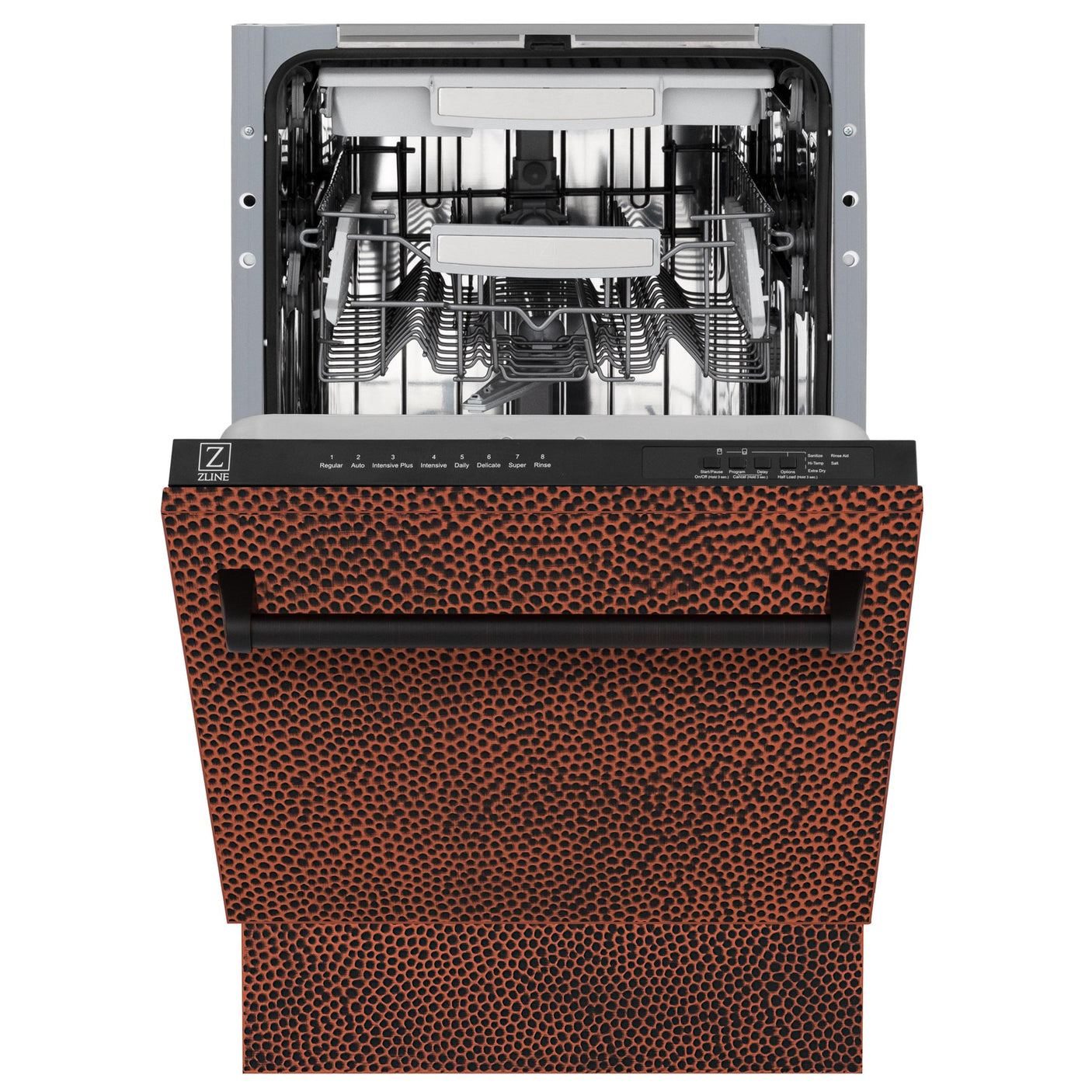 ZLINE 18" Tallac Series 3rd Rack Top Control Dishwasher with Traditional Handle, 51dBa [Color: Hand Hammered Copper]
