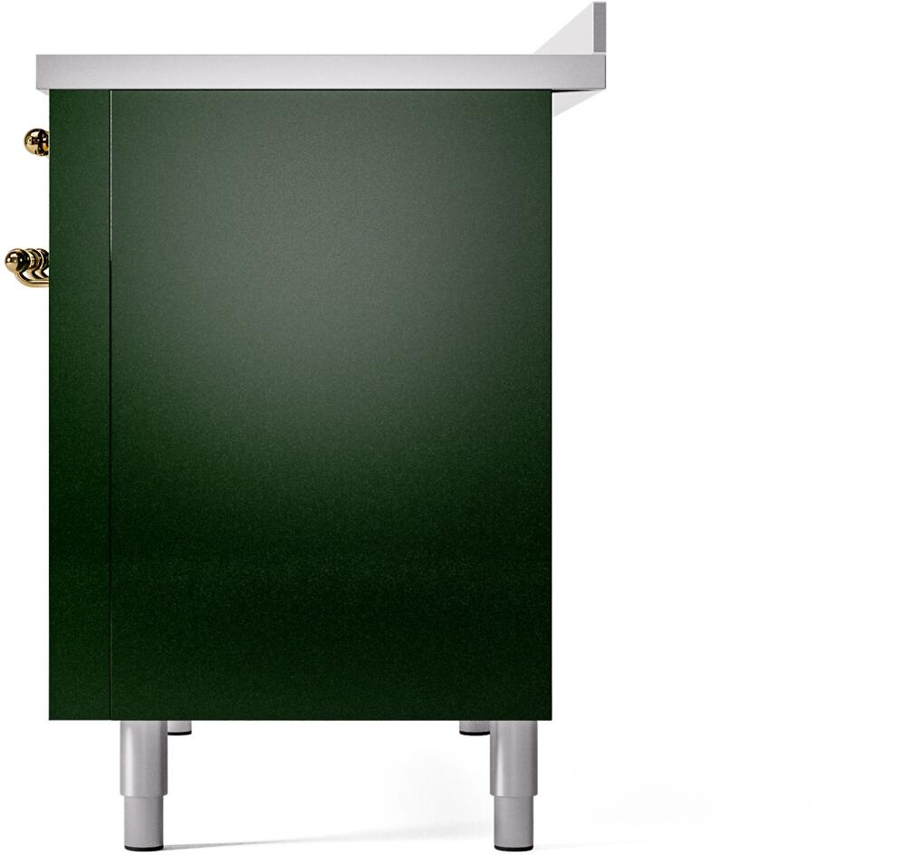 Nostalgie II 48 Inch Electric Freestanding Range in Emerald Green with Brass Trim