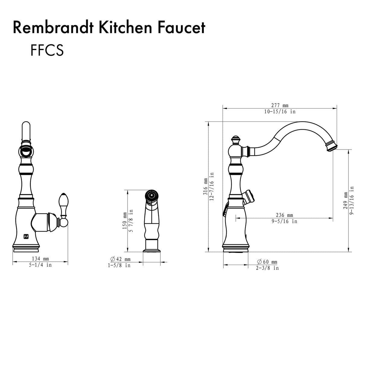 ZLINE Rembrandt Kitchen Faucet in Chrome (REM-KF-CH)
