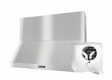 DAR 1250 Set 7 Wall-Mounted Range Hood with Extraction Mode with external XXL motor including 18" chimney cover.