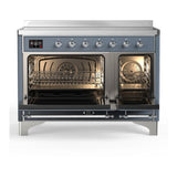 ILVE UMIB48QNR3BGC Majestic III 48 inch Induction Range with 6 Elements, 5.02 cu. ft. Total Oven Capacity (Solid Door, Blue Grey, Chrome)