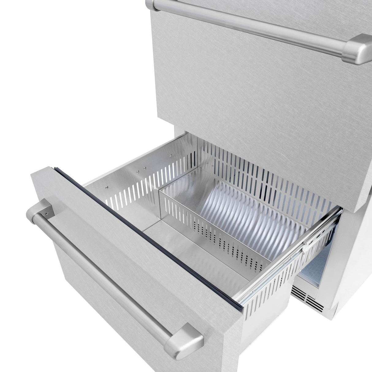 ZLINE 24 in. Touchstone 168 Can Outdoor-Rated Dual Refrigerator Drawer with DuraSnow' Stainless Steel Doors (RDSO-SN-24)