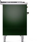Nostalgie II 48 Inch Dual Fuel Natural Gas Freestanding Range in Emerald Green with Bronze Trim