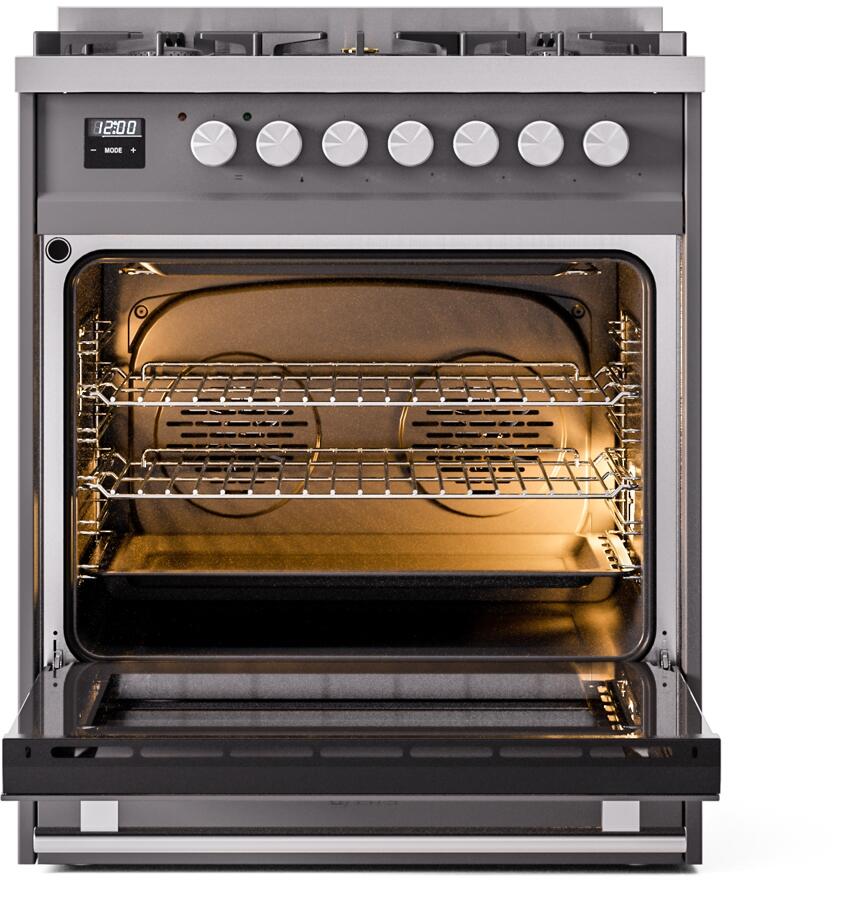 Professional Plus II 30 Inch Dual Fuel Liquid Propane Freestanding Range in Matte Graphite with Trim