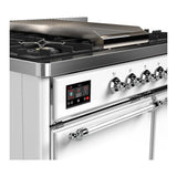 ILVE UMD40FQNR3WHC Majestic III 40 inch Dual Fuel Range with 6 Burners and Griddle, Dual Function Burner up to 25,000 BTU (Natural Gas, Solid Door, White, Chrome)