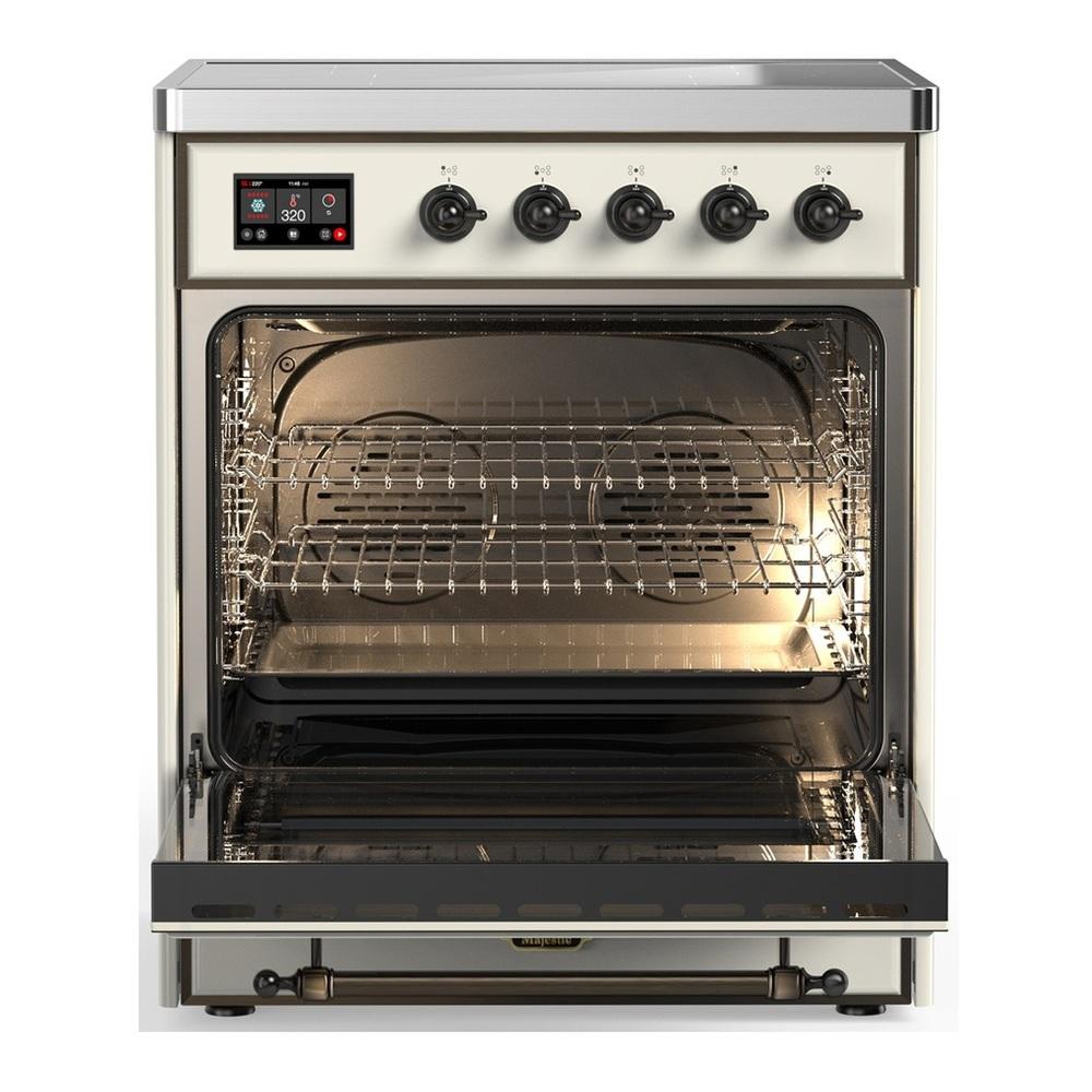 ILVE UMIB30NR3AWB Majestic III 30 inch Induction Range with 4 Elements, 4 cu. ft. Oven Capacity (Triple Glass Door, Antique White, Burnished)