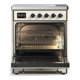 ILVE UMIB30NR3AWB Majestic III 30 inch Induction Range with 4 Elements, 4 cu. ft. Oven Capacity (Triple Glass Door, Antique White, Burnished)