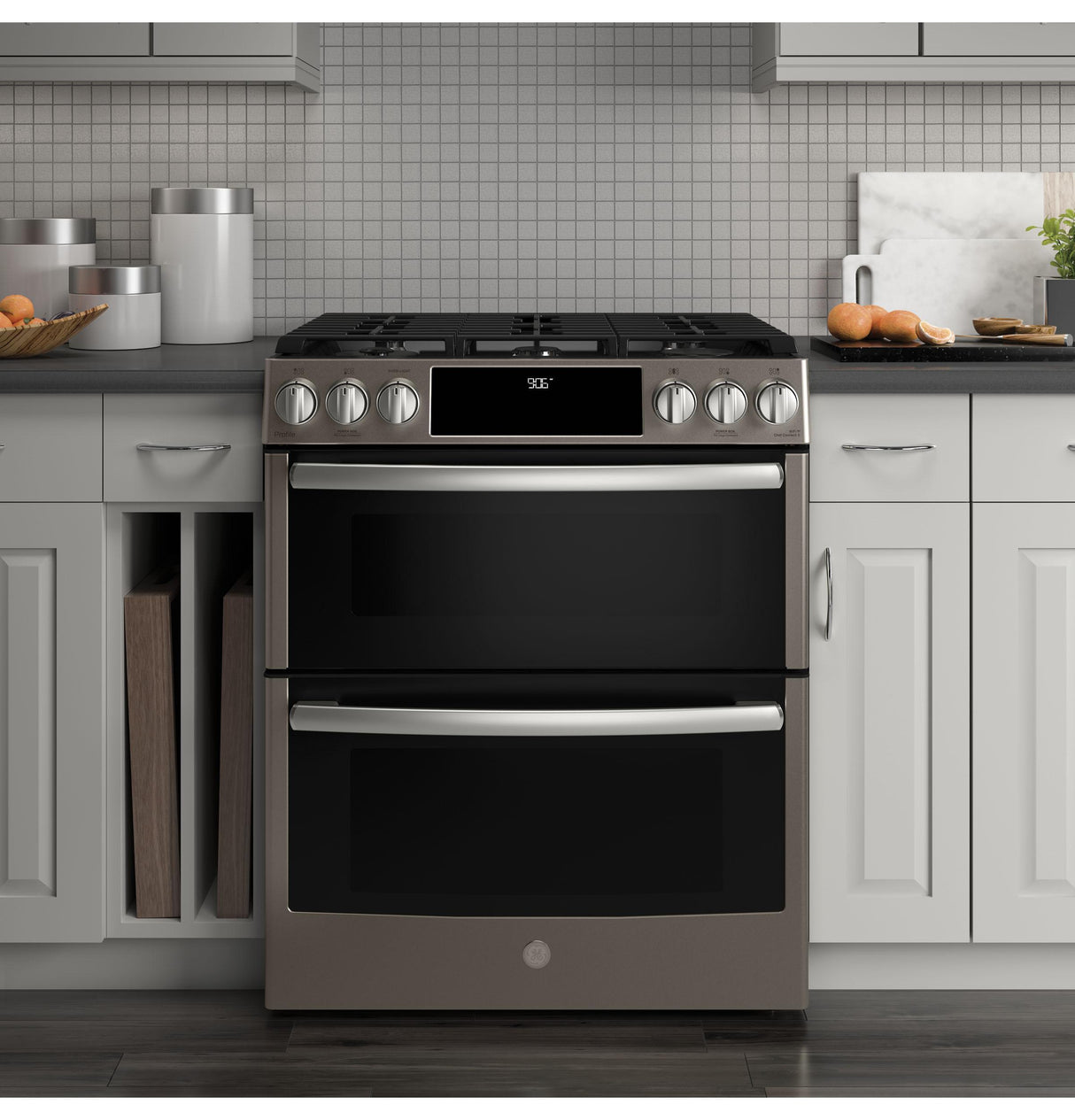 GE Profile™ 30" Smart Slide-In Front-Control Gas Double Oven Convection Range