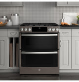 GE Profile™ 30" Smart Slide-In Front-Control Gas Double Oven Convection Range