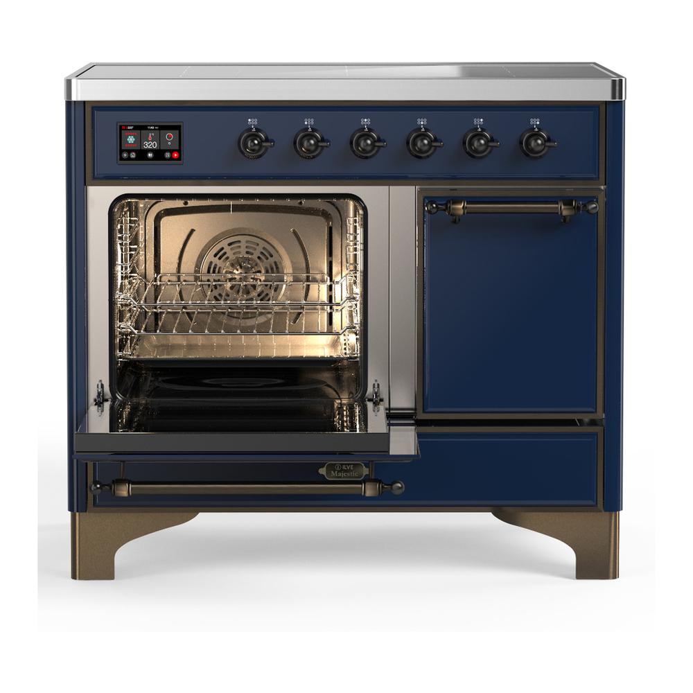 ILVE UMDIB40QNR3MBB Majestic III 40 inch Induction Range with 6 Elements, 3.82 cu. ft. Total Oven Capacity (Solid Door, Midnight Blue, Burnished)