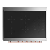 ILVE UMIB36NR3BGP Majestic III 36 inch Induction Range with 6 Elements, 3.5 cu. ft. Total Oven Capacity (Triple Glass Door, Blue Grey, Copper)