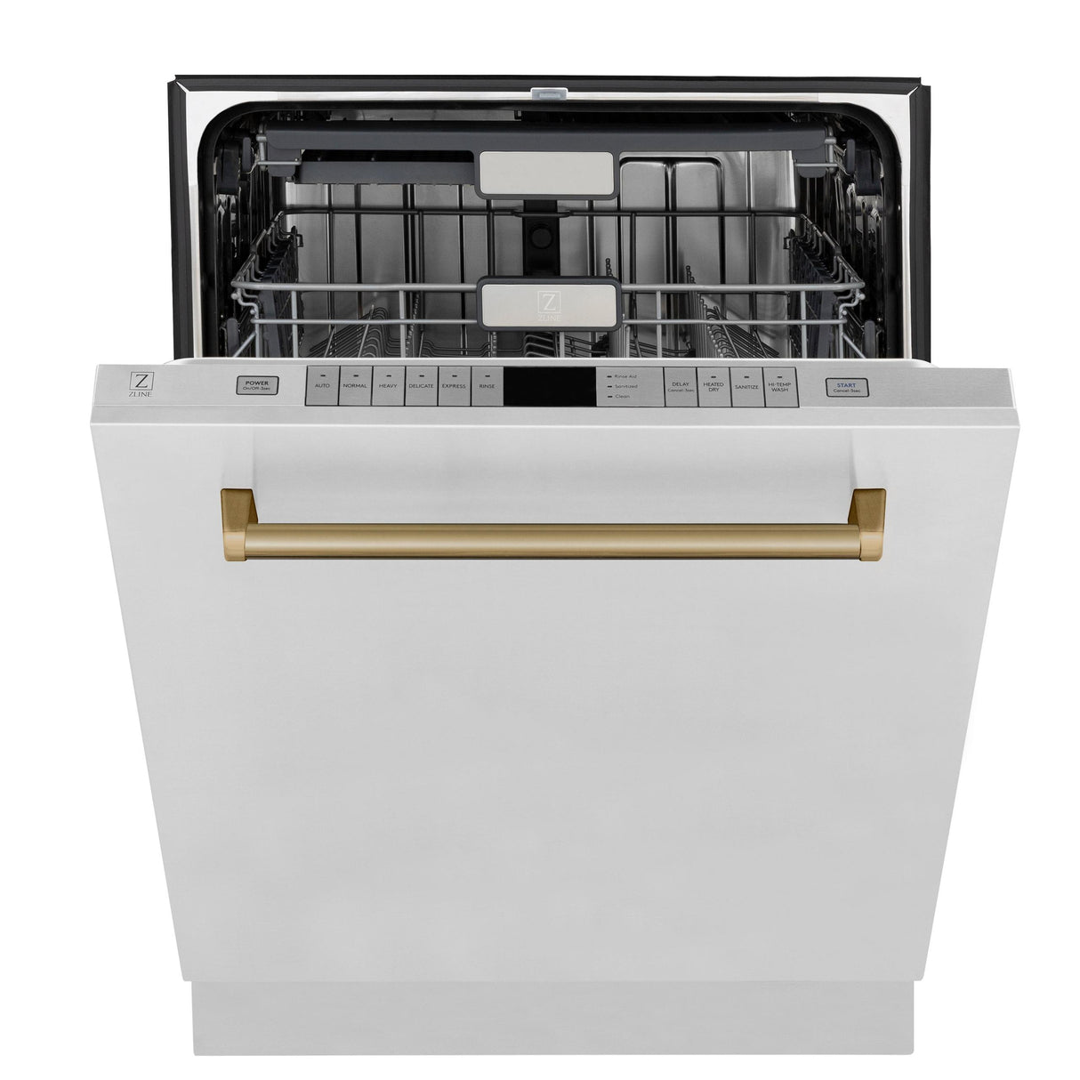 ZLINE Autograph Edition 24" 3rd Rack Top Touch Control Tall Tub Dishwasher in Stainless Steel with Accent Handle, 45dBa (DWMTZ-304-24) [Color: Champagne Bronze]