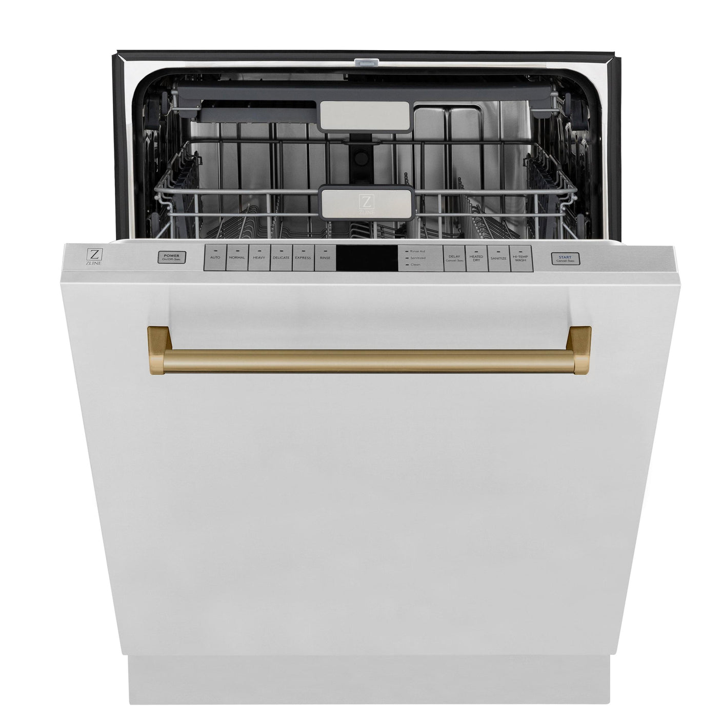 ZLINE Autograph Edition 24" 3rd Rack Top Touch Control Tall Tub Dishwasher in Stainless Steel with Accent Handle, 45dBa (DWMTZ-304-24) [Color: Champagne Bronze]