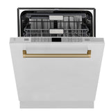 ZLINE Autograph Edition 24" 3rd Rack Top Touch Control Tall Tub Dishwasher in Stainless Steel with Accent Handle, 45dBa (DWMTZ-304-24) [Color: Champagne Bronze]