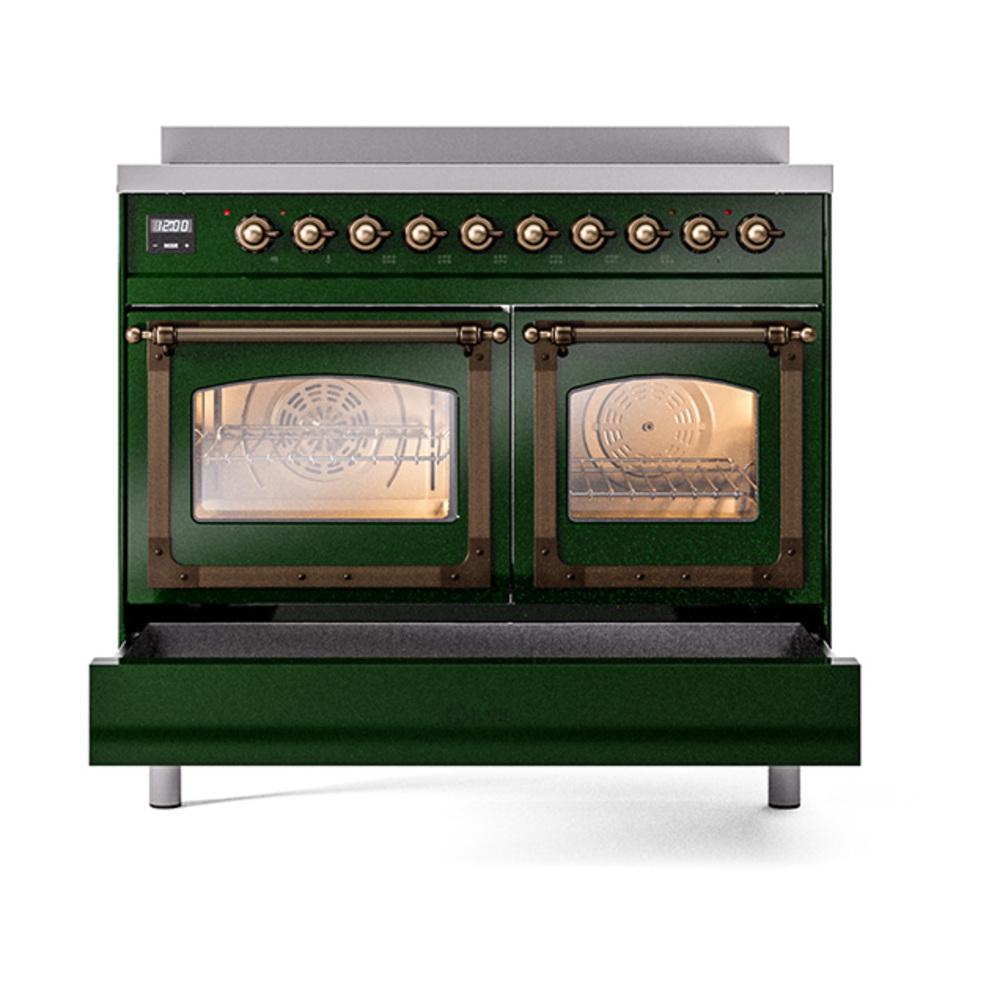 ILVE UNDI406NMPEGB Nostalgie II Noblesse 40 inch Induction Range (Triple Glass Door, Emerald Green, Burnished)