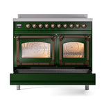 ILVE UNDI406NMPEGB Nostalgie II Noblesse 40 inch Induction Range (Triple Glass Door, Emerald Green, Burnished)