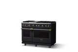 48"W. Sealed Burner Gas Range (Burner: 6g, Finish: Onyx, Trim: Brushed Brass, Fuel: Propane)