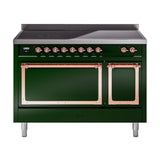 ILVE UNI486QNMPEGP Nostalgie II Noblesse 48 inch Induction Range (Solid Door, Emerald Green, Copper)