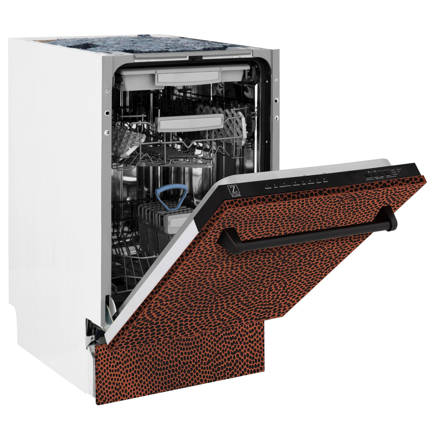 ZLINE 18" Tallac Series 3rd Rack Top Control Dishwasher with Traditional Handle, 51dBa [Color: Hand Hammered Copper]
