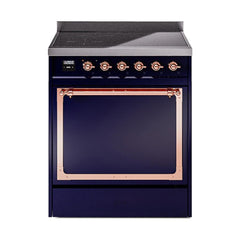 ILVE UNI304QNMPMBP Nostalgie II Noblesse 30 inch Induction Range (Solid Door, Midnight Blue, Copper)