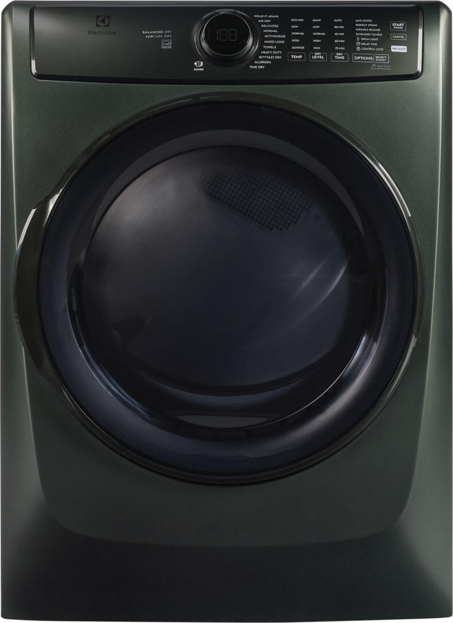 Front Load Washer & Electric Dryer Bundle with Pedestal Storage - Alpine Green