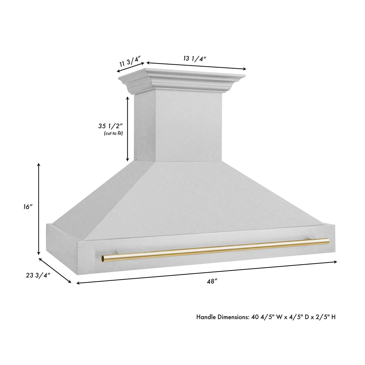48 in. ZLINE Autograph Edition DuraSnow Stainless Steel Range Hood with DuraSnow Stainless Steel Shell (8654SNZ-48) [Color: Gold]