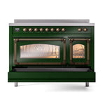 ILVE UNI486NMPEGB Nostalgie II Noblesse 48 inch Induction Range (Triple Glass Door, Emerald Green, Burnished)