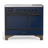 ILVE UMDIB40QNR3MBB Majestic III 40 inch Induction Range with 6 Elements, 3.82 cu. ft. Total Oven Capacity (Solid Door, Midnight Blue, Burnished)