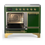 ILVE UMDIB40QNR3EGG Majestic III 40 inch Induction Range with 6 Elements, 3.82 cu. ft. Total Oven Capacity (Solid Door, Emerald Green, Brass)