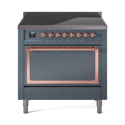 ILVE UNI366QNMPBGP Nostalgie II Noblesse 36 inch Induction Range (Solid Door, Blue Grey, Copper)