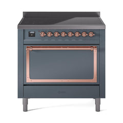ILVE UNI366QNMPBGP Nostalgie II Noblesse 36 inch Induction Range (Solid Door, Blue Grey, Copper)