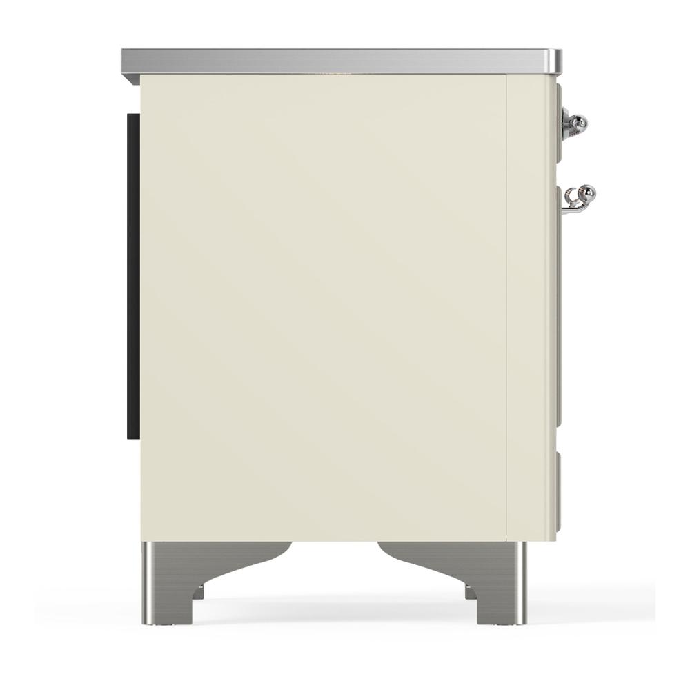ILVE UMIB36QNR3AWC Majestic III 36 inch Induction Range with 6 Elements, 3.5 cu. ft. Total Oven Capacity (Solid Door, Antique White, Chrome)
