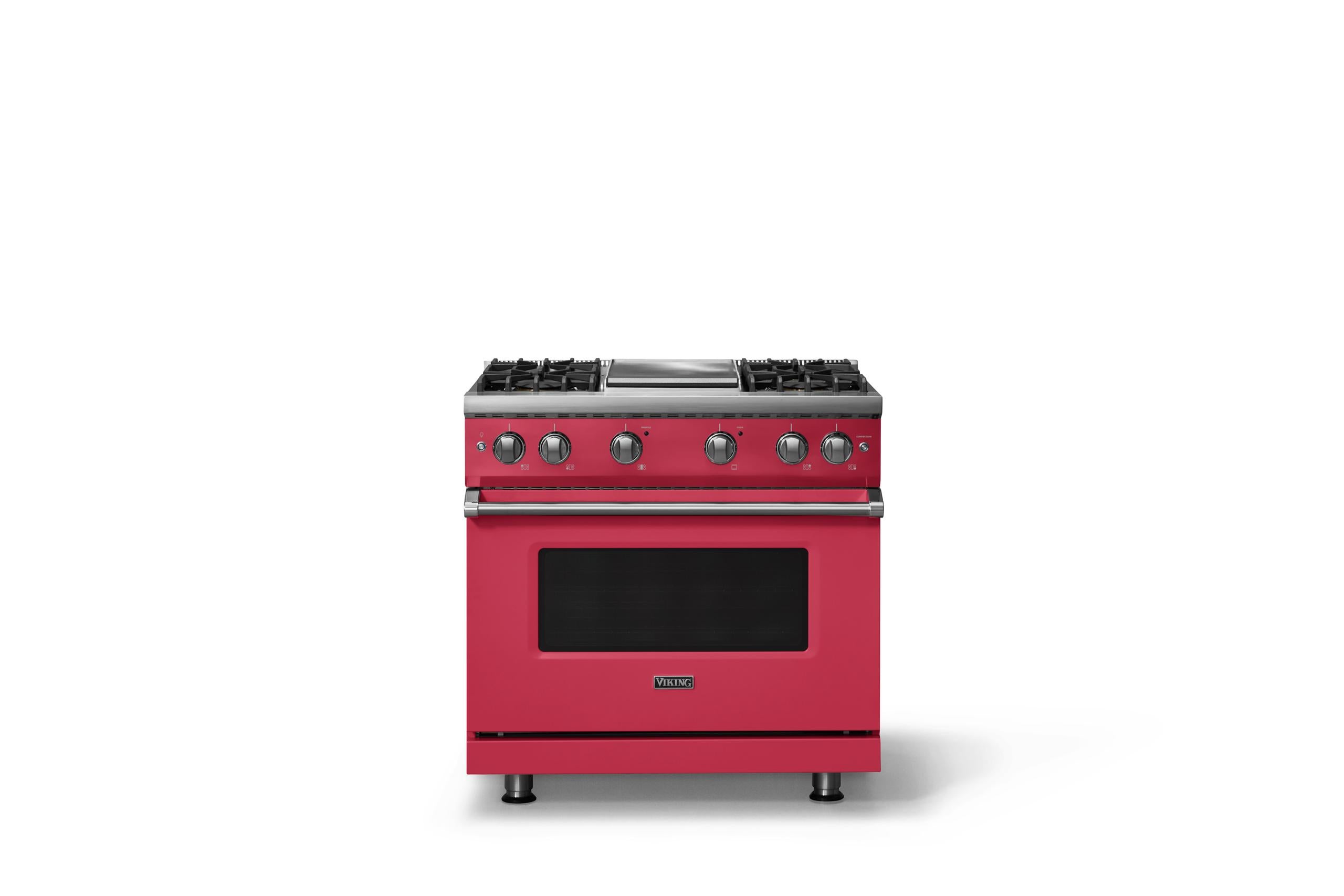 36"W. Sealed Burner Gas Range (Burner: 4g, Finish: Valentine, Trim: Polished Chrome, Fuel: Propane)
