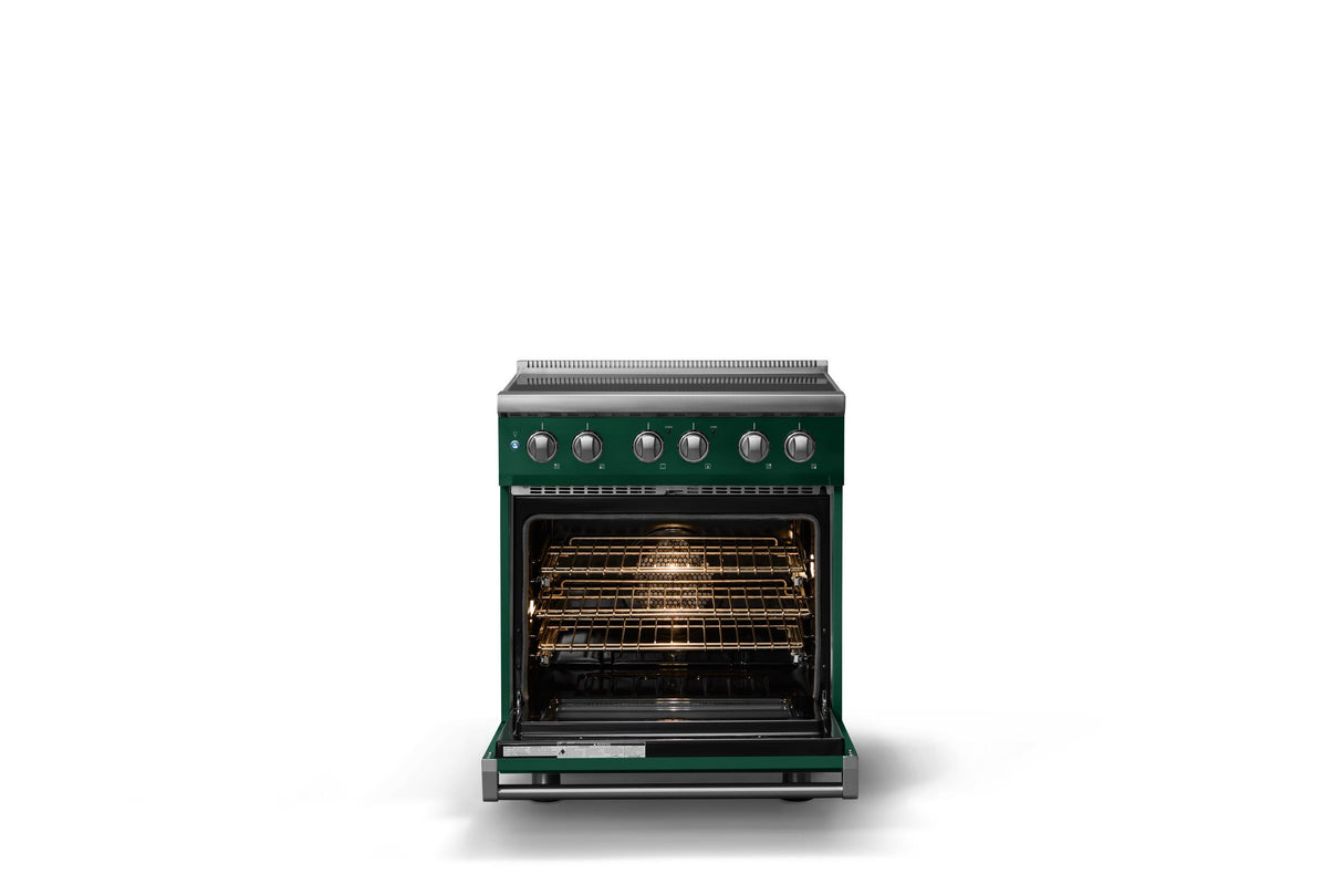 30"W. Induction Range (Finish: Ivy, Trim: Polished Chrome)