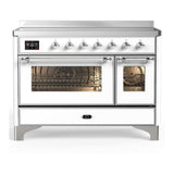 ILVE UMIB48NR3WHC Majestic III 48 inch Induction Range with 6 Elements, 5.02 cu. ft. Total Oven Capacity (Triple Glass Door, White, Chrome)