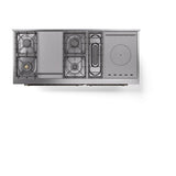 ILVE UN60FSQNMPBGBLP Nostalgie II Noblesse 60 inch Dual Fuel Range (7 Sealed Burners + Griddle + French Top, Liquid Propane, Solid Door, Blue Grey, Burnished)