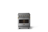 30"W. Electric Range (Finish: Stainless Steel, Trim: Brushed Brass)
