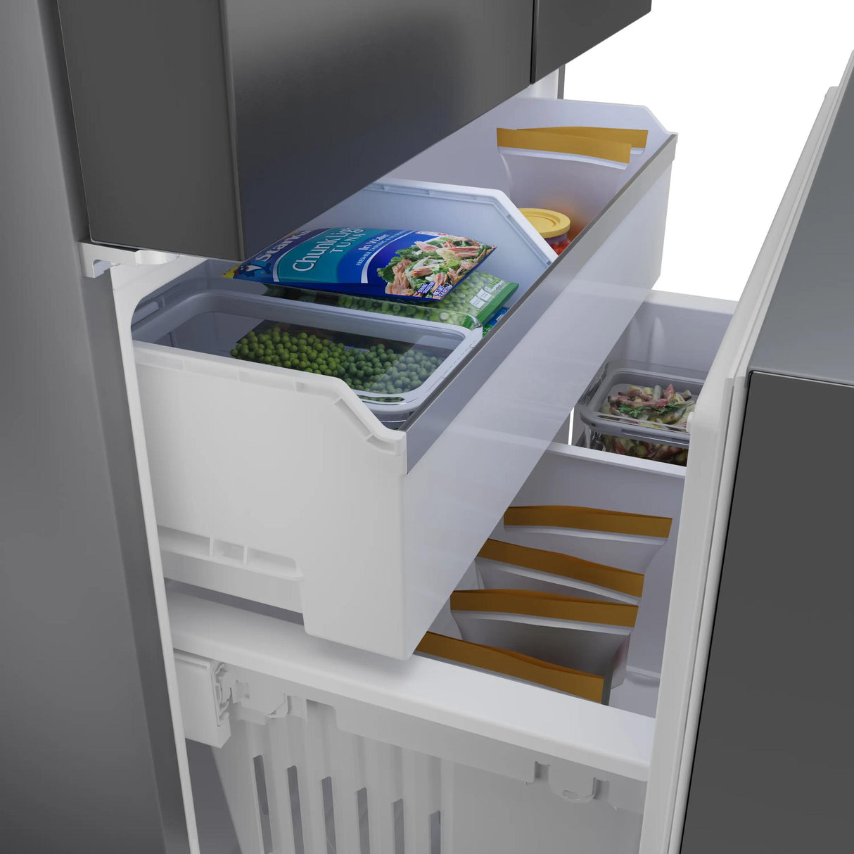 500 Series French Door Bottom Mount Refrigerator 36" Black Stainless Steel, Total No Frost