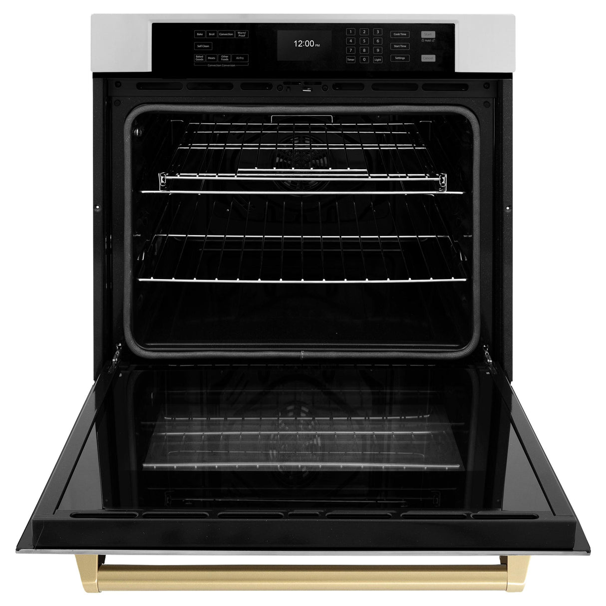 ZLINE 30 in. Autograph Edition Professional True Convection Single Wall Oven with Air Fry and Self Clean in Stainless Steel with Champagne Bronze Handle (WASZ-30-CB)