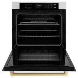 ZLINE 30 in. Autograph Edition Professional True Convection Single Wall Oven with Air Fry and Self Clean in Stainless Steel with Champagne Bronze Handle (WASZ-30-CB)