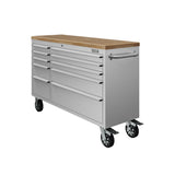 55 Inch 10-drawer Mobile Work Bench In Stainless Steel