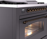 Nostalgie II 36 Inch Dual Fuel Natural Gas Freestanding Range in Matte Graphite with Bronze Trim