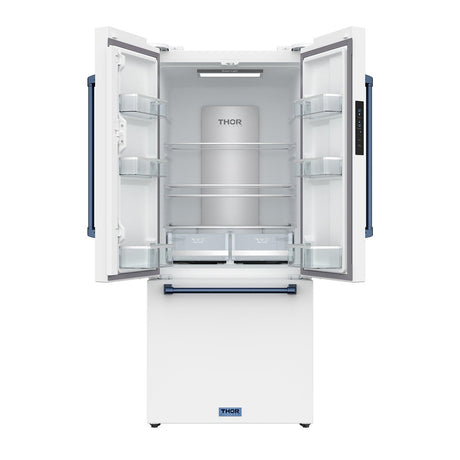 30 Inch French Door Counter Depth Refrigerator With Ice Maker - White/blue  Gordon Ramsay Series